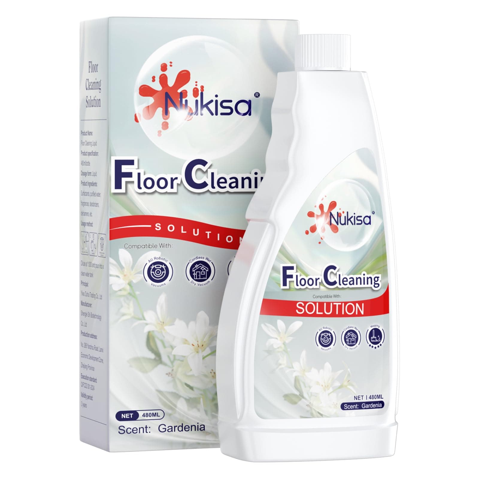 Gardenia Scent Floor Cleaning Solution Compatible With Roborock Robot Vacuum And Mop Cleaner， Deep Cleans For Multiple Hard Floors, Suitable With All Robot Vacuums With Mopping (1)