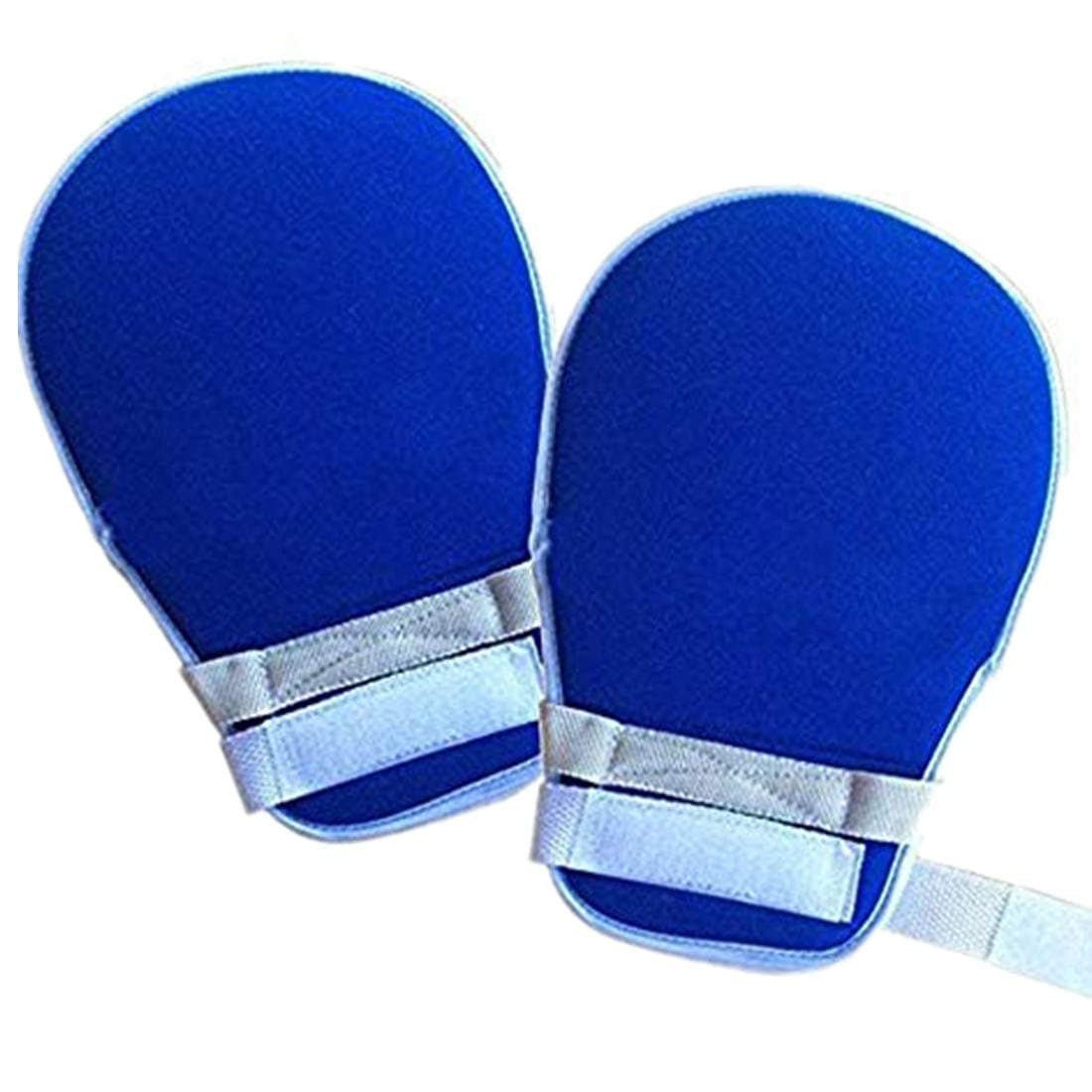 1 Pair Hand Finger Control Mitts Protection Gloves Loop Closure Prevent Self-Harm(Dark blue)