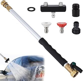 Jhua Jet Nozzle High Pressure Garden Hose Nozzle Heavy Duty Extendable Long Wand Hydro Jet High Pressure Washer Tools with 3 Nozzles and Quick Connectors for Patio Car Pet Window Glass