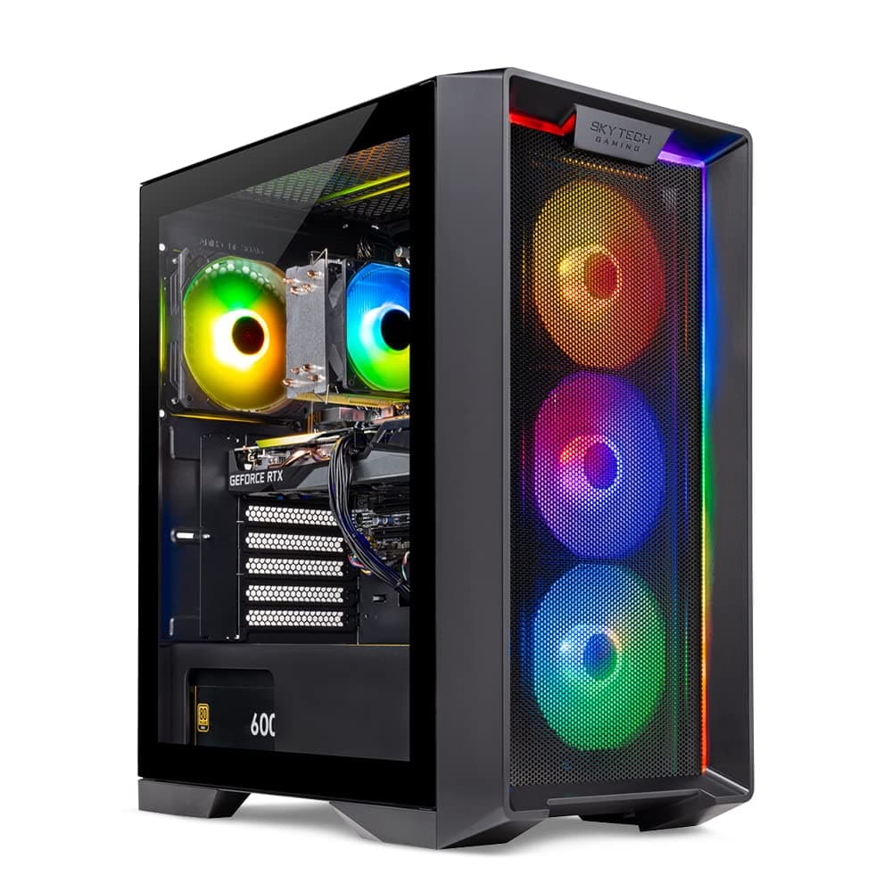 Skytech GamingNebula Gaming PC Desktop – Intel Core i3 12100F 3.3 GHz, NVIDIA GTX 1650, 500GB NVME SSD, 16GB DDR4 RAM 3200, 600W Gold PSU, 11AC Wi-Fi, Windows 11 Home 64-bit,Black