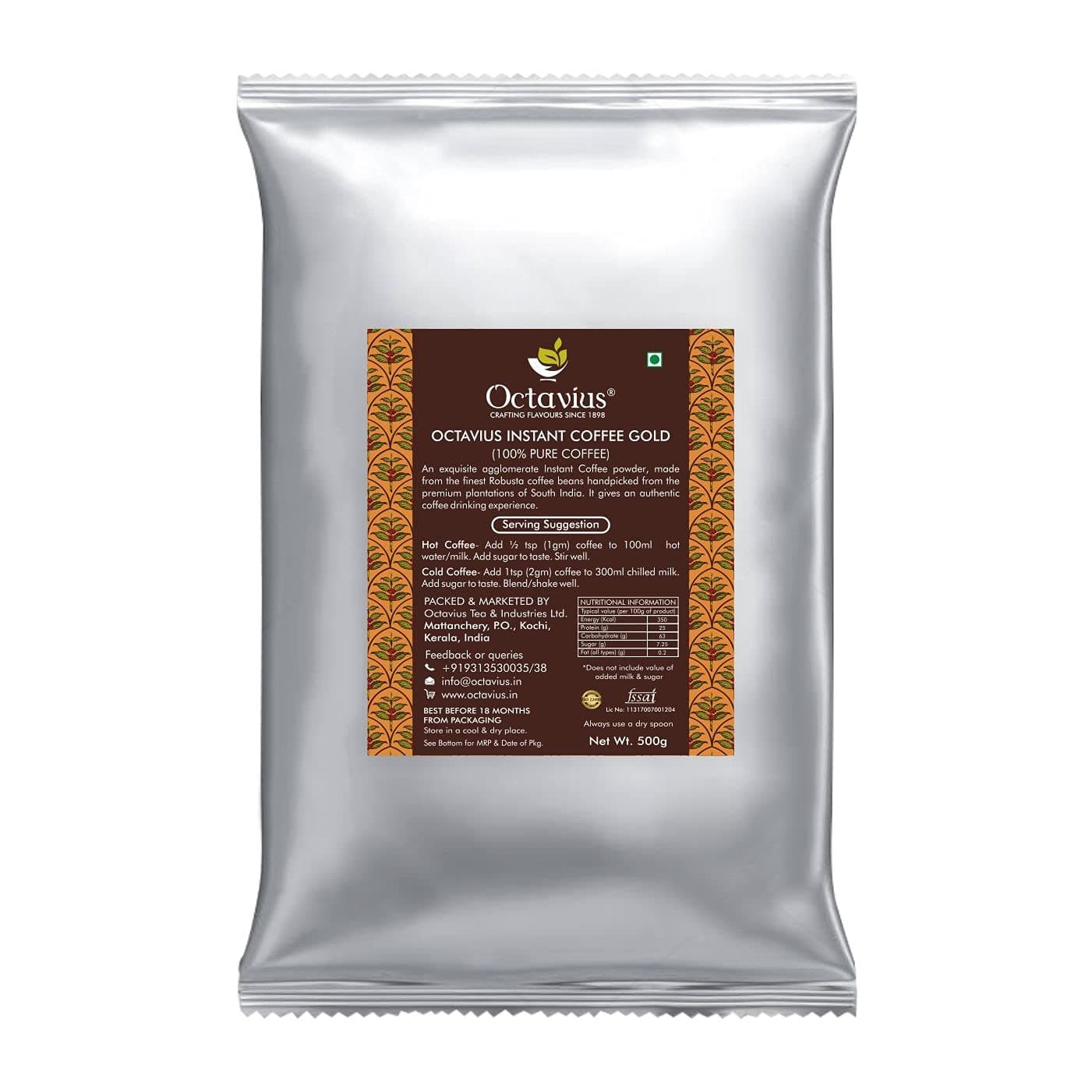 Octavius Gold Instant Coffee Powder -500gms | Authentic Coffee Drinking Experience