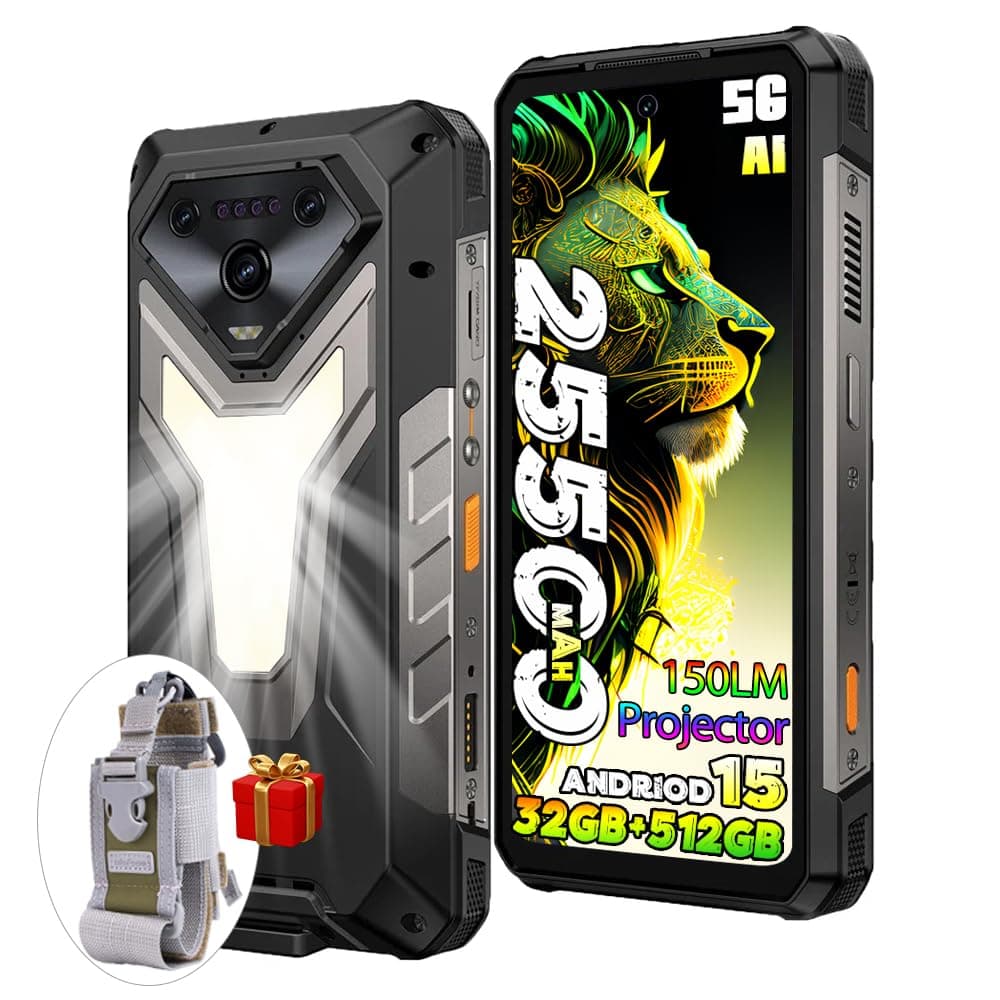 Armor 34 PRO Plus 5G Rugged Phone with Projector, 25500mAh Battery 66W Fast Charge, 6.95" FHD+ IP68 Waterproof, 32GB+512GB Android 15, 64MP Camera, NFC, IR Blaster | Phone with Projector, 25500mAh Battery