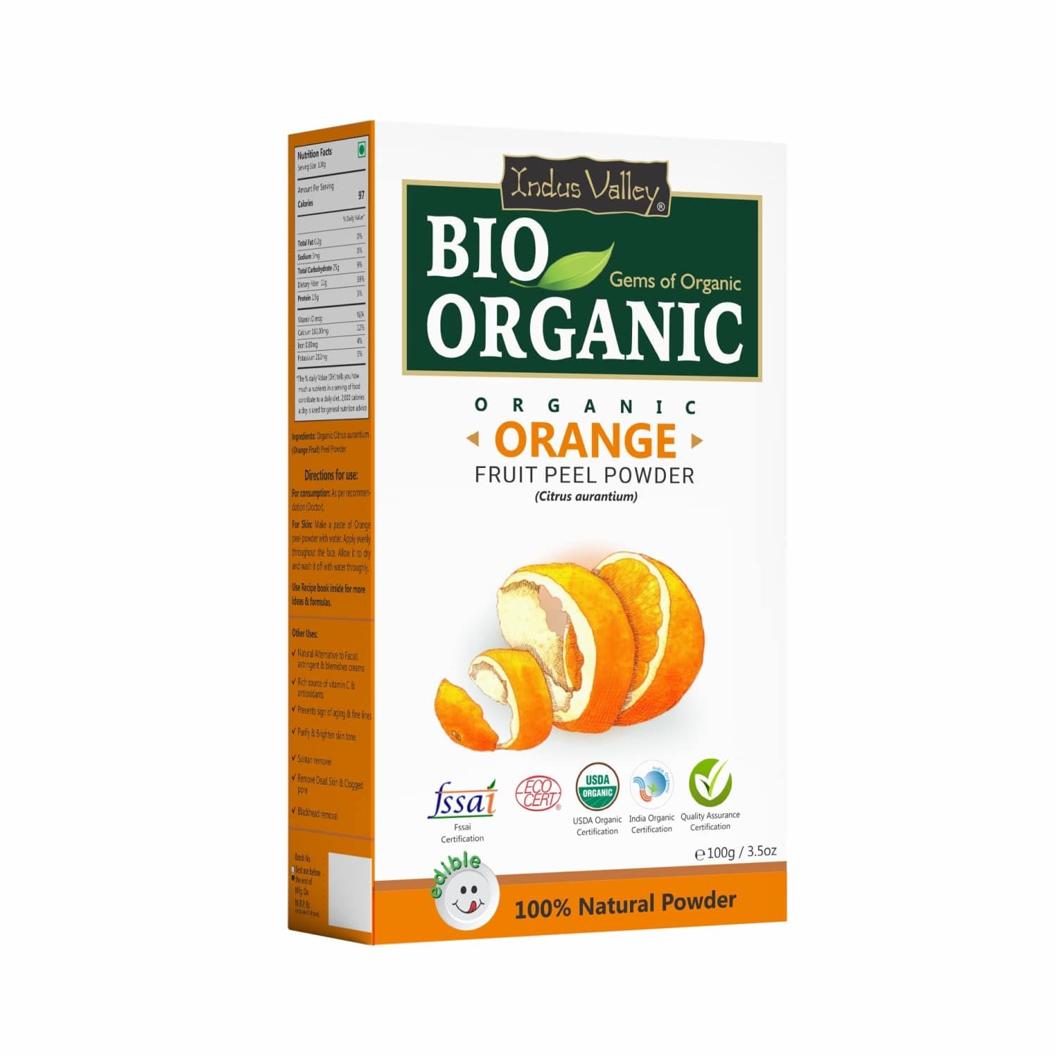 INDUS VALLEYOrganic Orange Fruit Shell PowderUSDA Organic