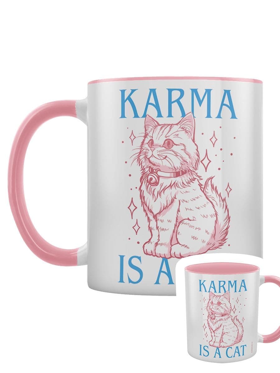 Karma is A Cat Pink Inner 2-Tone Mug