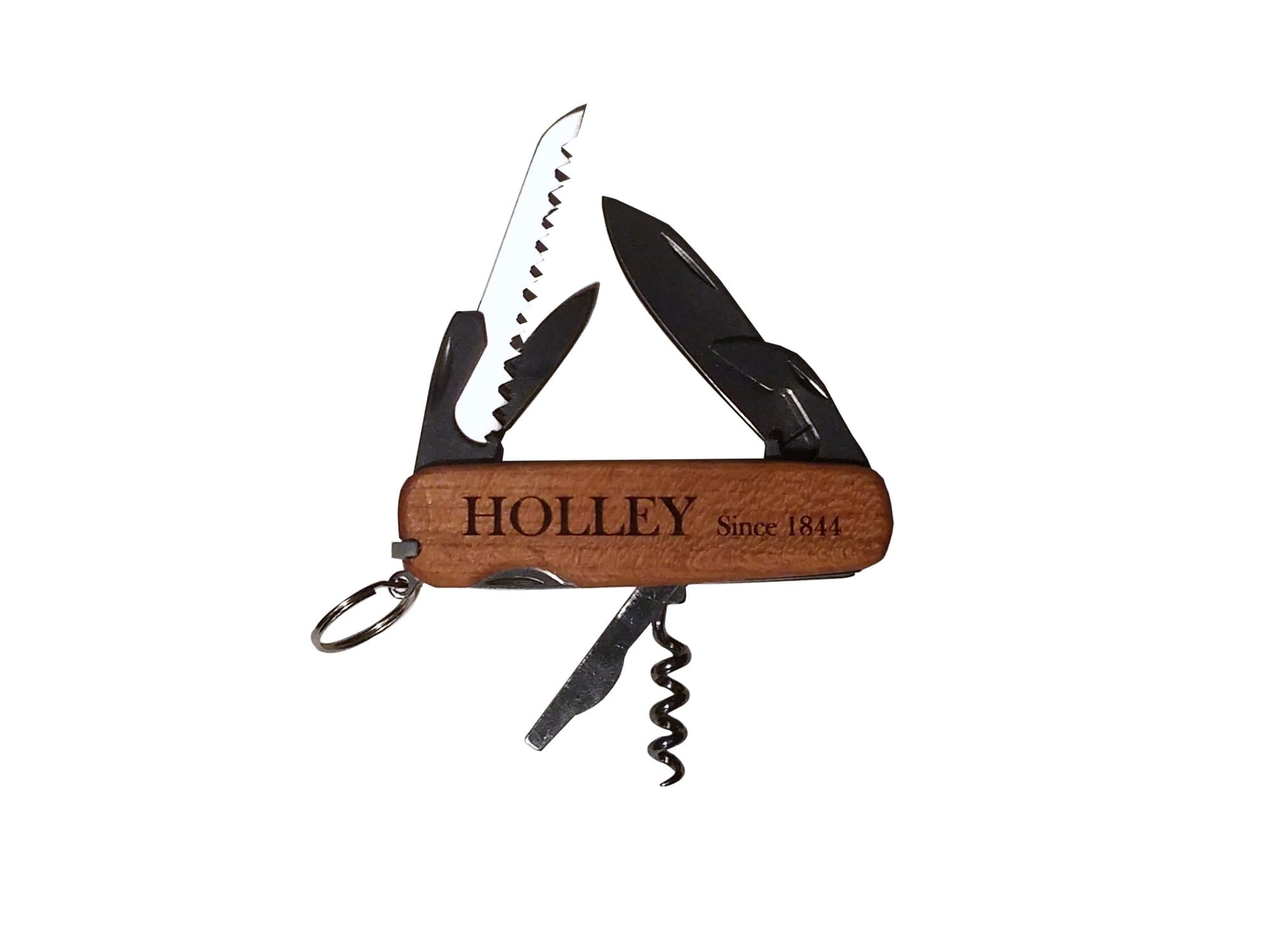 HOLLEY Pocket Knife Multi-tool MOD12A with Your Choice 4x Premium Wood Scales (Quarter Sawn Black Cherry in Picture)