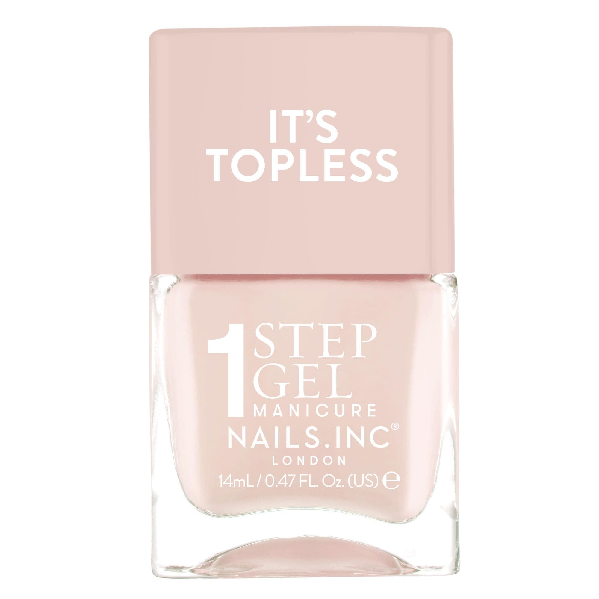 Nails Inc It's Topless Gel-Like Nail Polish, 4-in-1 Base Coat, Treatment, Colour & Top Coat, Long Lasting, Strong, Chip Free Nails, Glossy Salon Quality Manicure, Air Dry Nail Polish, Renee, 14 ML