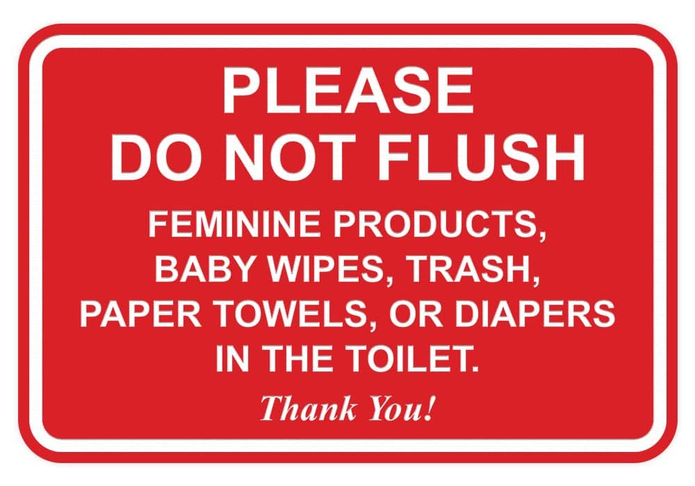 All Quality Classic Framed Please Do Not Flush Thank You Bathroom Etiquette Sign - 5" x 7" (Red) 1 Pack