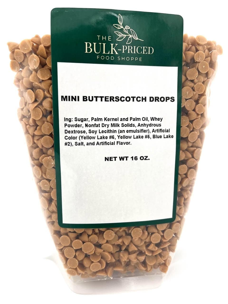 Mini Butterscotch Drops, Bulk Size, Baking Chips (1 lb. Resealable Zip Lock Stand Up Bag)