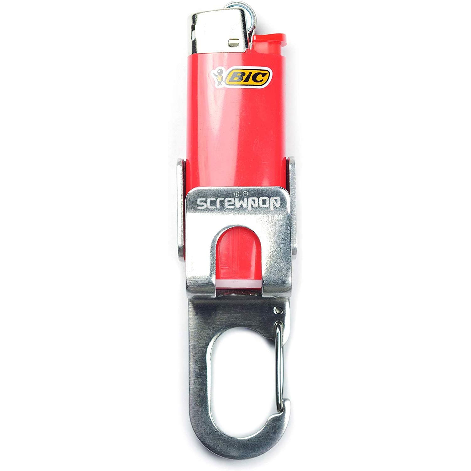 Bic Standard Full-Size Lighter Holder Keychain Multi Tool with Carabiner Clip and Bottle Opener Stainless Steel Construction (Lighter Not Included)