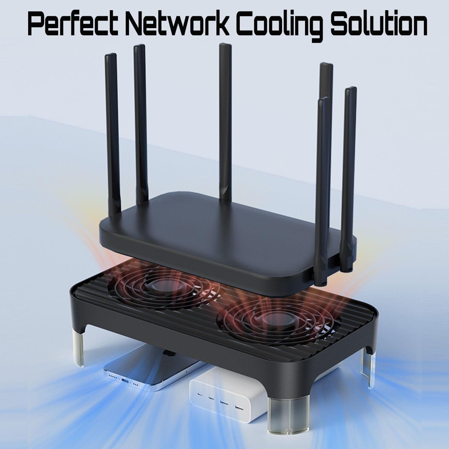 Network Devices Cooling Solution USB Dual Fan, Large Airflow USB Quiet Computer Fan Portable Compatible for Router TV Receiver DVR PlayStation Xbox Computer Cabinet Cooling