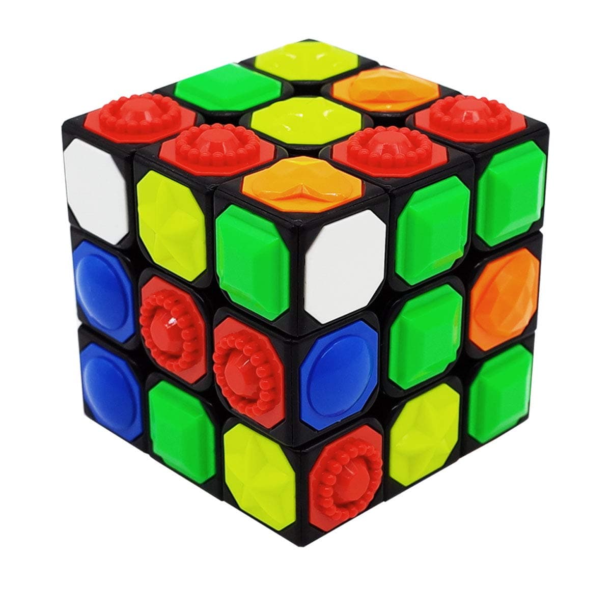 FOIBURELY 3X3x3 Magic Cube Tactile Cube for Blind 3D ​​Embossed Braille Fingerprint Speed Cube