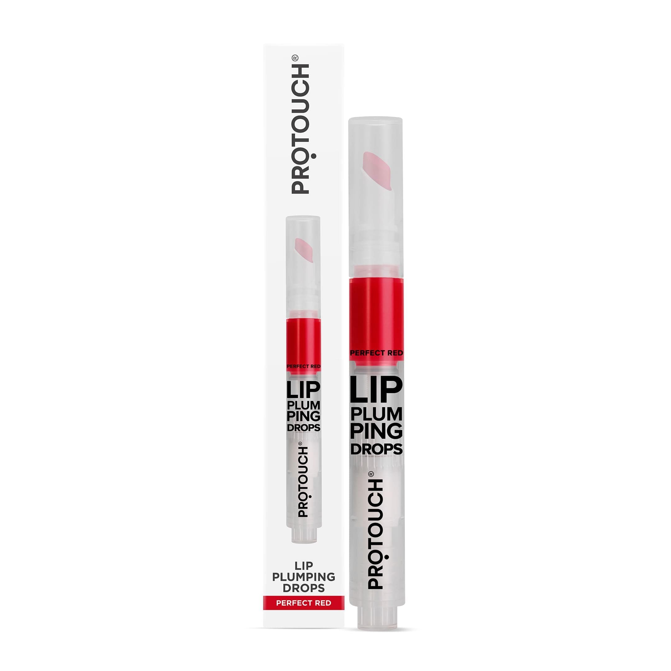 Lip Plumping Gloss - Red, Instant Lip Plumper/Enhancer for Fuller & Shiny Lips, Non Sticky, Hydrating & Nourishing Lip Balm, Vegan, Caffeine & Grape Seed Extract