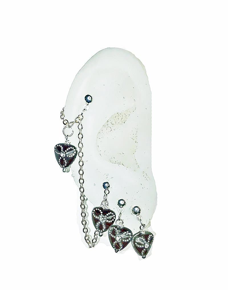 Toni - Double or Triple Piercings Chained Earring Set