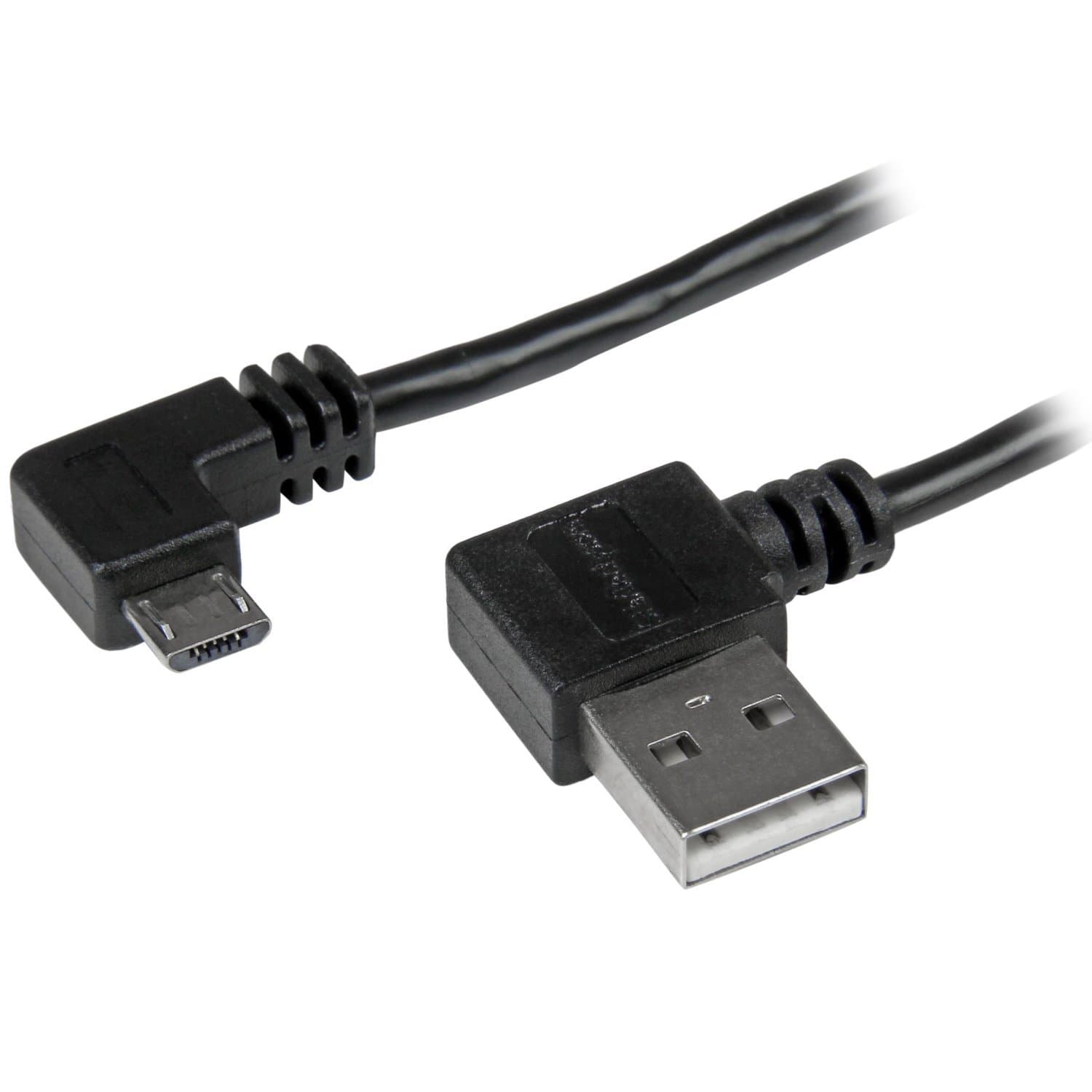 1m 3 ft Micro-USB Cable with Right-Angled Connectors - M/M - USB A to Micro B Cable - 3ft Right Angle Micro USB Cable (USB2AUB2RA1M), Black