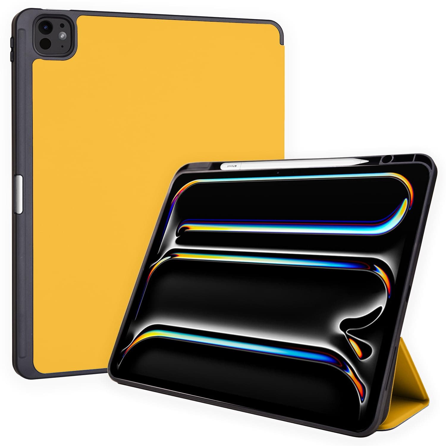 TECHGEAR Smart Case for Apple iPad Pro 13" (M5 2025 & M4 2024) Slim PU Leather Tri-Fold Stand Cover with Apple Pencil Holder, Auto Sleep/Wake & Corner Protection - Yellow