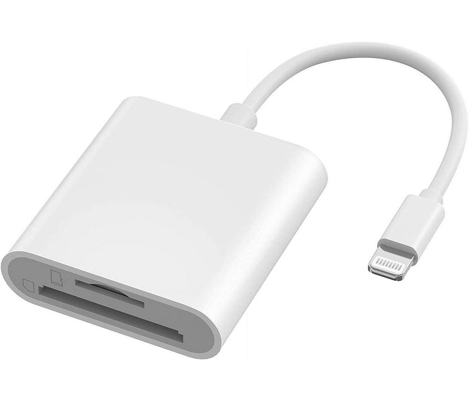 Veetone Lightning to SD Card Camera Reader for iPhone iPad, Apple MFi Certified Dual Card Slot Micro SD/SD Memory Card Reader Adapter, Trail Game Camera Viewer, Plug and Play No App Required