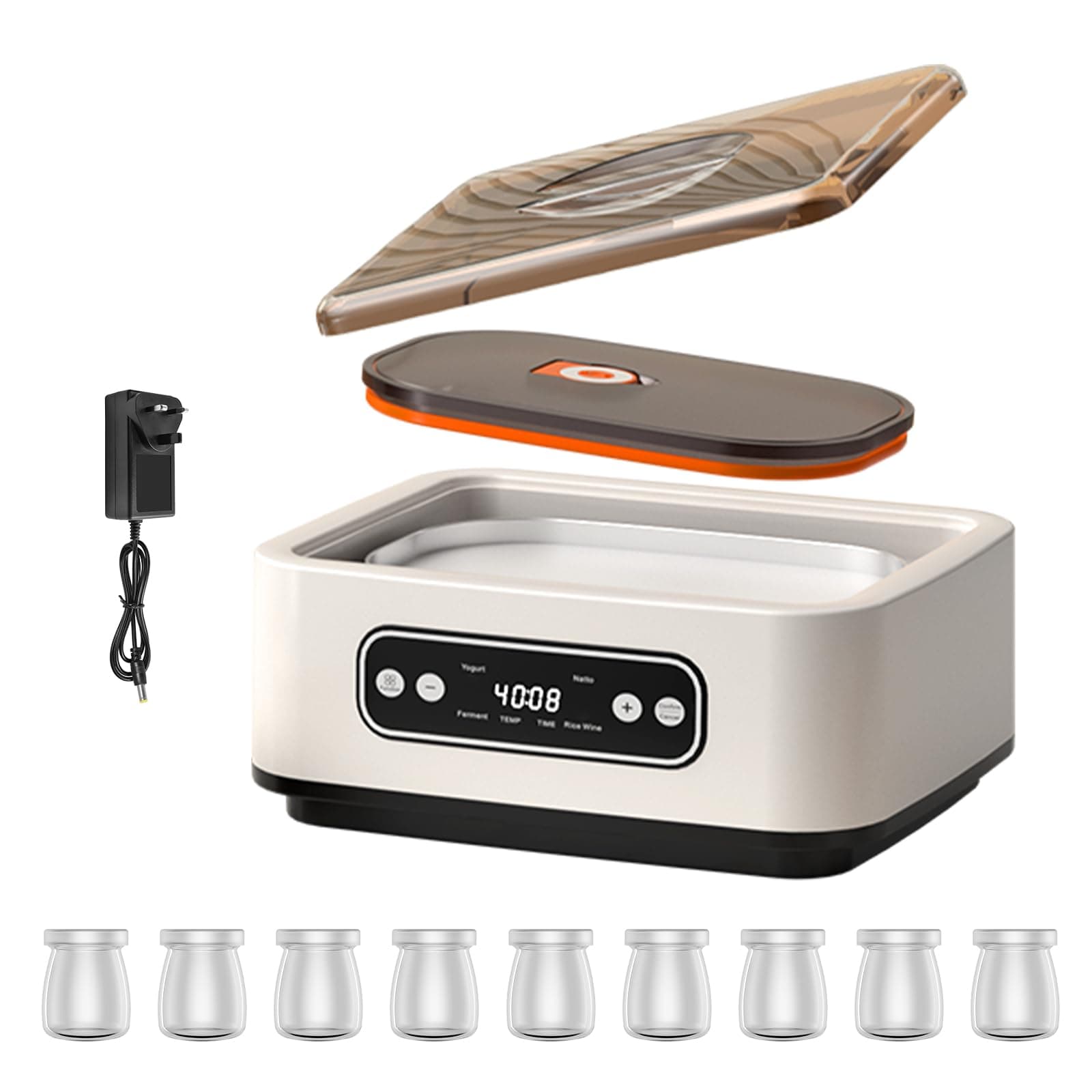Ultimate Yogurt Maker, 1600ML Automatic Yogurt Maker Machine with 9 Pcs Glass Jars, Multi-Function Electric Yogurt Machine, for Organic Yogurt, Natto Maker, Health Gift for Men and Women