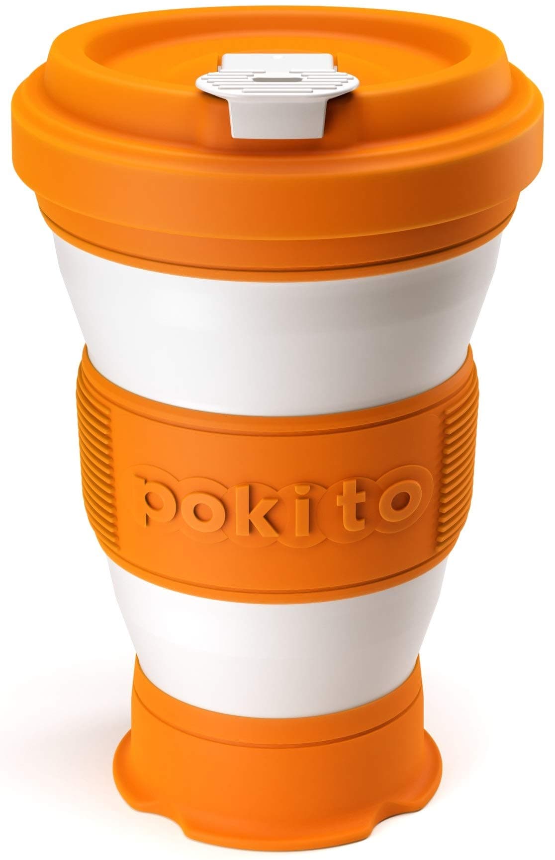 Pop Up/Collapsible/Reusable/Eco-Friendly/Folding 3-Sizes-in-1 Travel Cup/Mug with Leak-Proof Lid for Hot and Cold Drinks (Fits in Pocket or Bag; Great Gift for Coffee or Tea Lovers), Pumpkin
