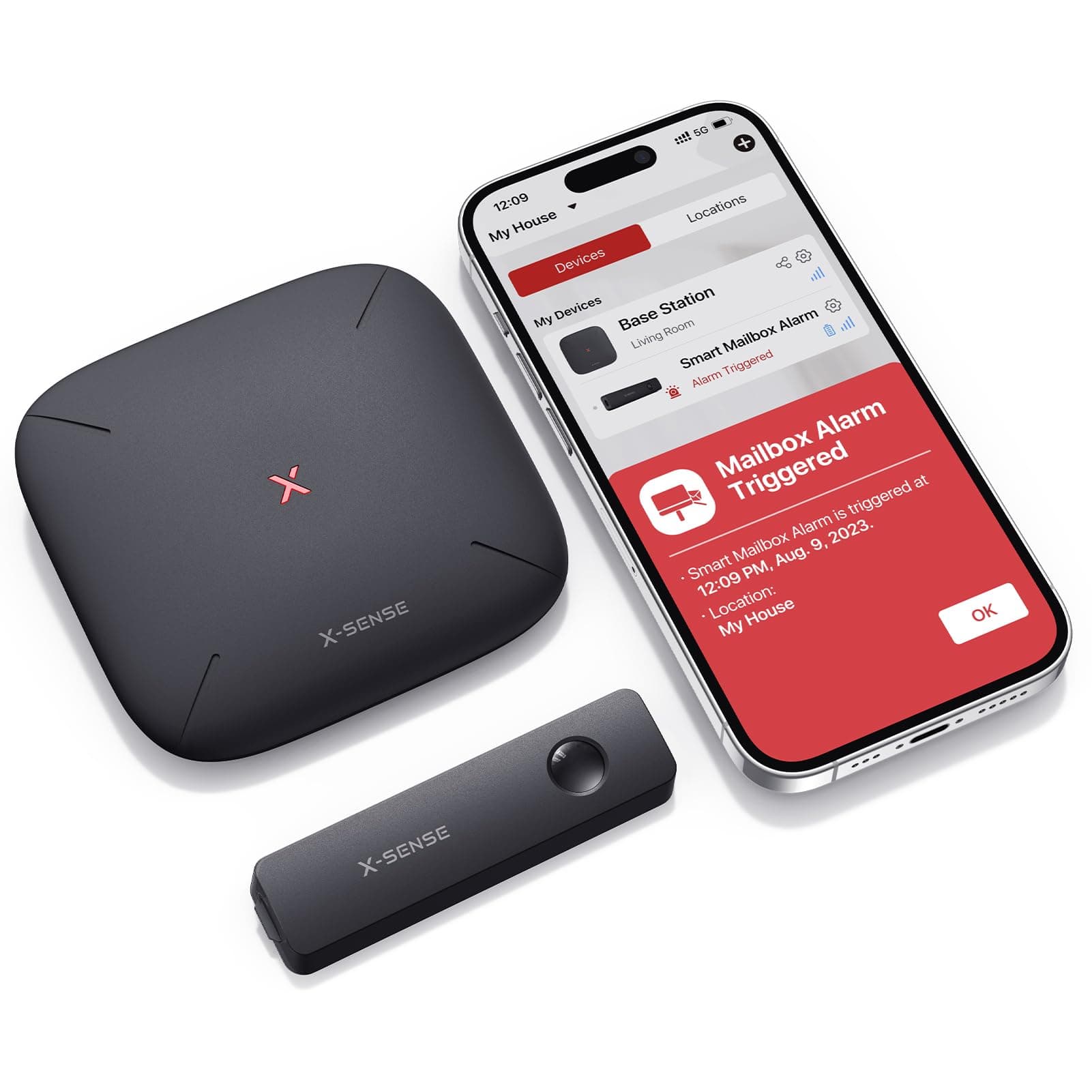 X-Sense Smart Mailbox Alarm, Wireless Long Range Mailbox Alert, Mailbox Sensor with SBS50 Base Station for Delivered Mail, SMA11