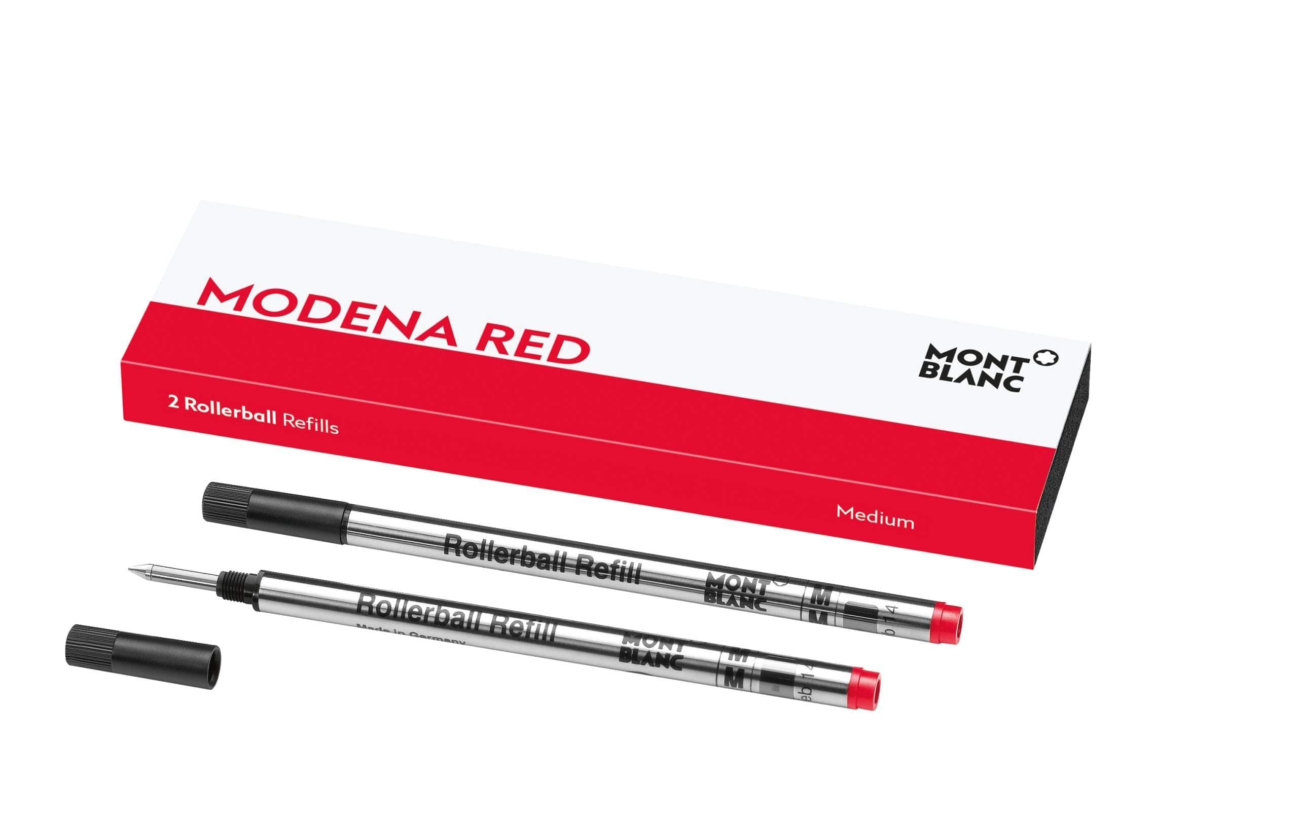 Montblanc Rollerball Refills (M) Modena Red 124517 – Quick-Drying Pen Refills for Montblanc Rollerball and Fineliner Pens – 2 x Bright Red Pen Cartridges