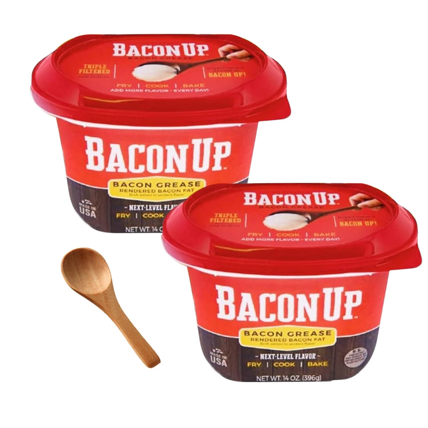 Bacon Grease for Cooking - 14 Ounce (2-pack) with spoon
