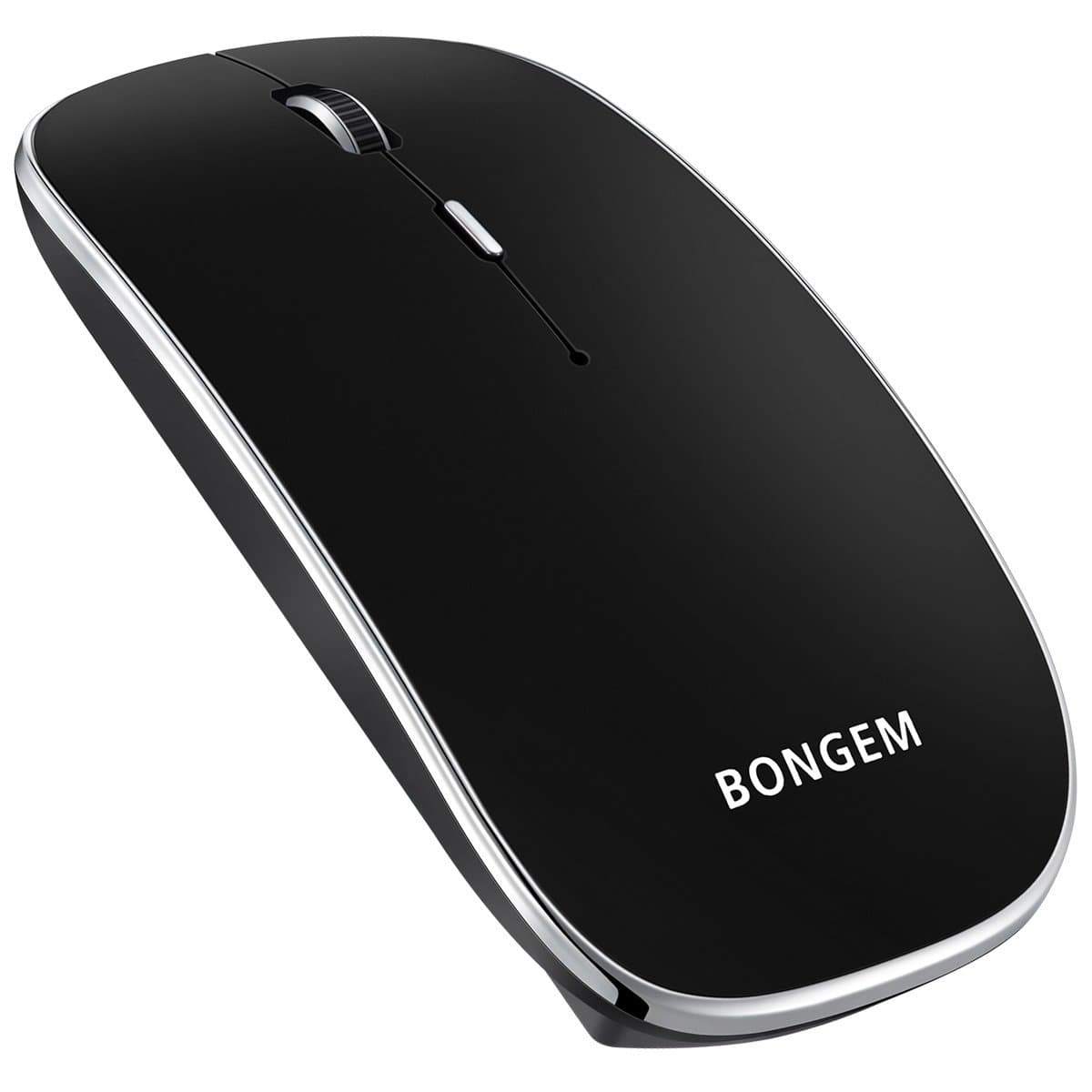 BONGEM® Ultrathin Mute Button wireless Bluetooth Mouse, Built-in 600mA Rechargeable Lithium Battery, For Win OS, MAC OS and Android 4.0 OS UP – Black