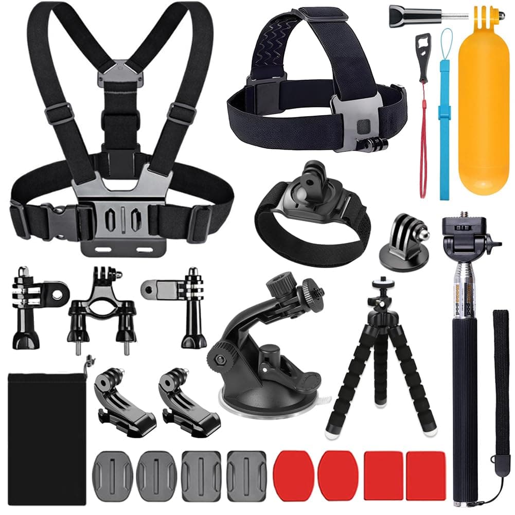 20-In-1 for Gopro Accessories,Action Camera Accessory Kit for GoPro Hero Session Hero 13 12 11 10 9 8 7 6 5 4 3 SJ4000 Xiaomi Yi DBPOWER and Other Sports Cameras (20 in 1)