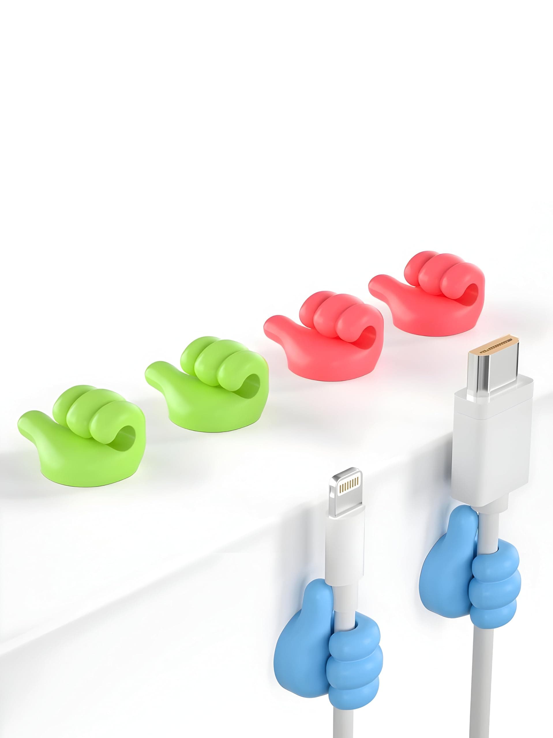 SHOPYTRAP® Self Adhesive Wall Mounted Thumbs Up Wall Hook for Holding Wires or to Hang Lighter Objects (Pack of 6 Pieces)