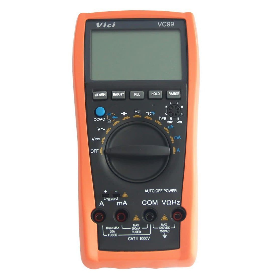 Multimeter - VICI VC99 3 5/6 LCD Manual Auto Digital Multimeter Tester Volt Ammeter Test Meter Ohm Analog Bar Auto Range Orange+Black