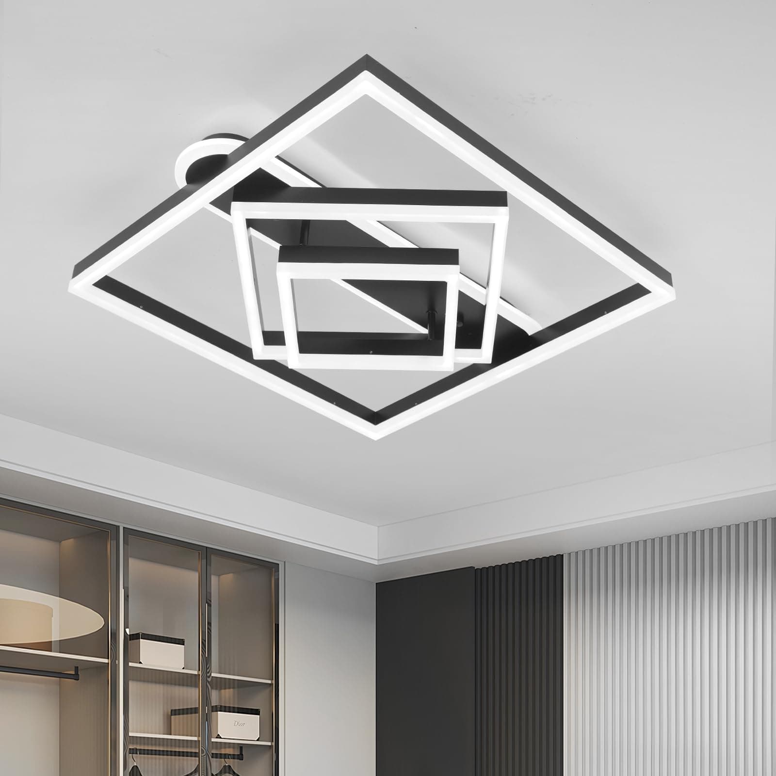 – YT YATAI LIGHTING Modern LED Ceiling Light Fixture, LED Ceiling Light Living Room,102W Flush Mount Ceiling Light Dimmable Ceiling Chandelier Square Ceiling Lamp for Bedroom Dining Room Living room