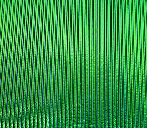 4" X 4" Dichroic Emerald On Thin Black Reeded Glass - 90 Coe