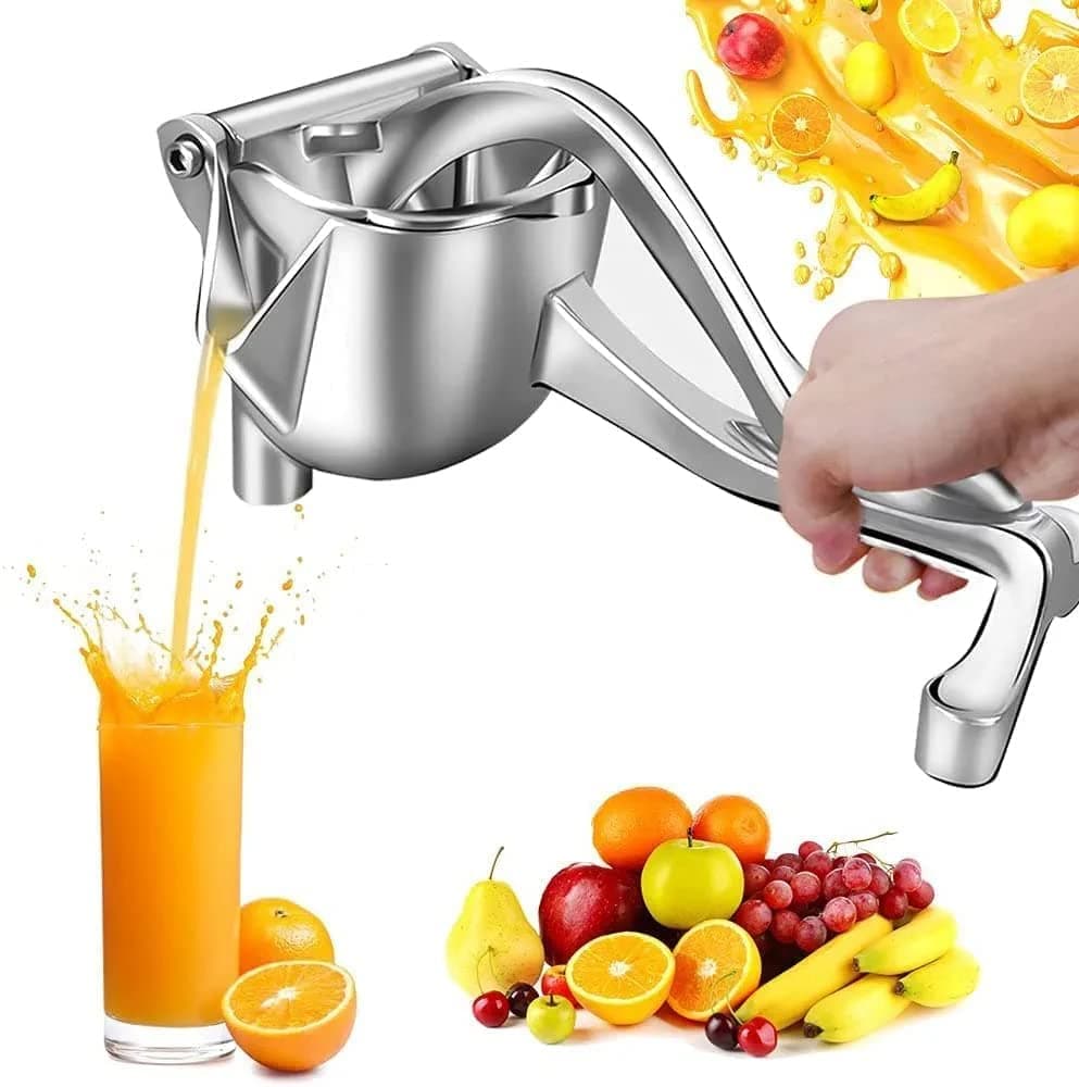 AKSHAR Hand Press Mini Juicer Machine Aluminium Manual Fruit Squeezer Orange Juicer Heavy Duty Multipurpose Manual Juicer Machine for Fruits, Ergonomic Handle Design (Aluminium)