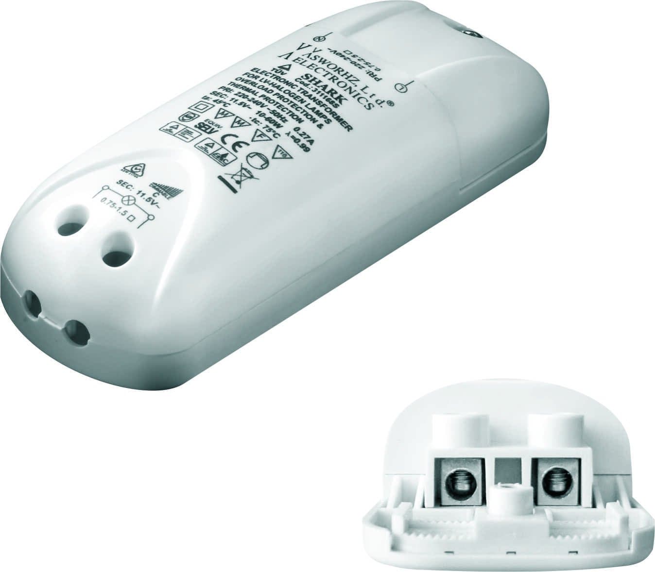 Low-Voltage Electronic Halogen Shark Transformer (12V, 10-60W)