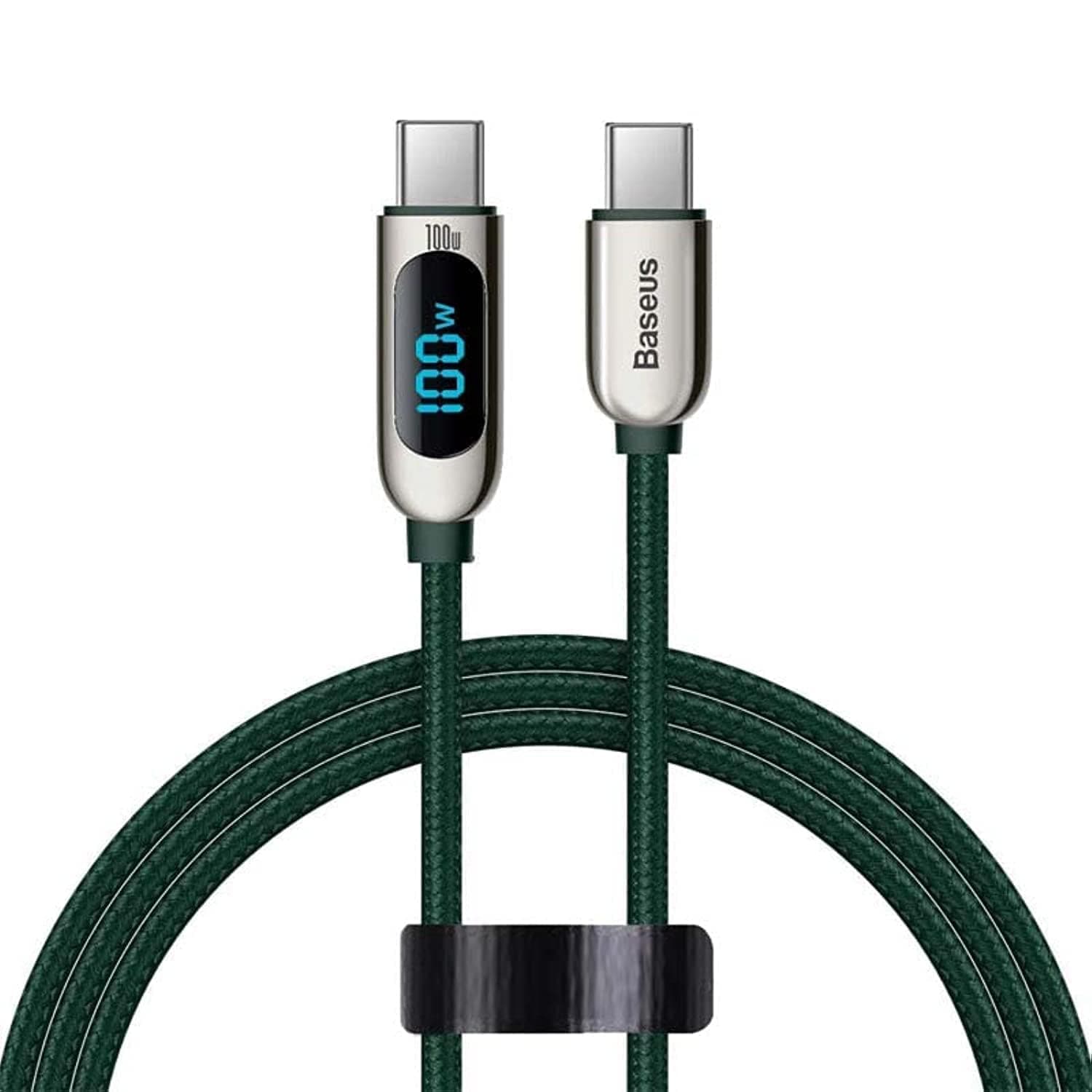Baseus USB C 100W Cable LED Display USB Type C Cable For Xiaomi 10 Huawei Samsung 5A Fast Charging Charger USBC USB-C Data Cable Type-C Wire Cord (1M, C to C 100W, Green)