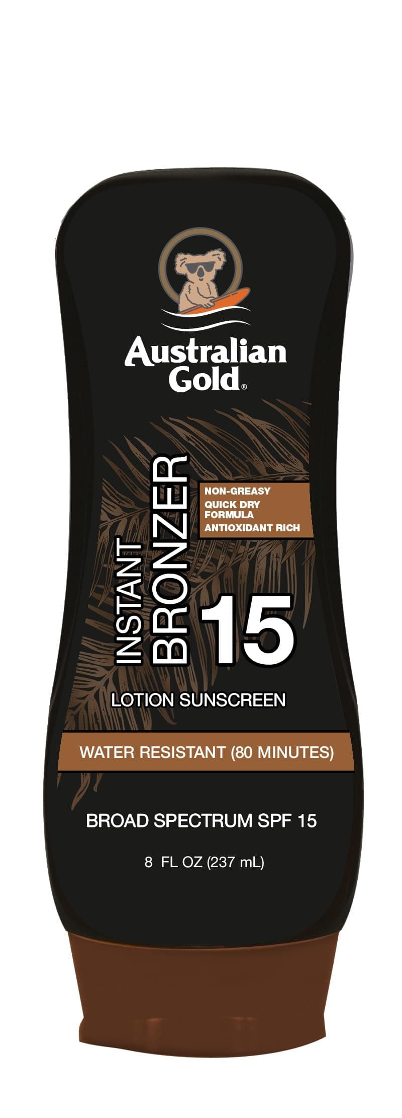 Australian Gold Sunscreen Lotion with Instant Bronzer SPF 15, 8 Ounce | Broad Spectrum | Water Resistant | Non-Greasy | Oxybenzone Free | Cruelty Free
