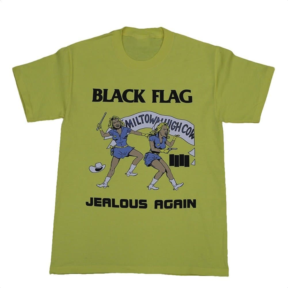Black Flag Jealous Again T-Shirt Medium Yellow