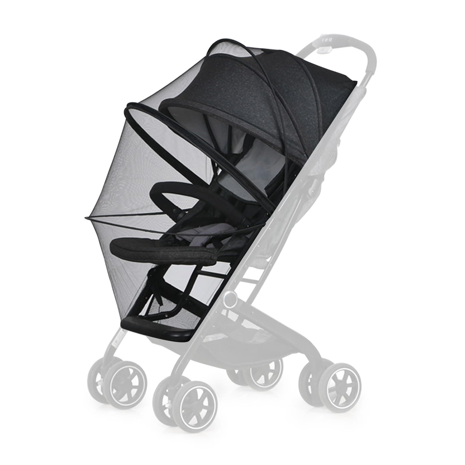 Mosquito Net for Stroller,Encrypted Stroller Mosquito Net Full Cover with Double Zipper,Breathable & Foldable Netting for Baby Cover(Black)