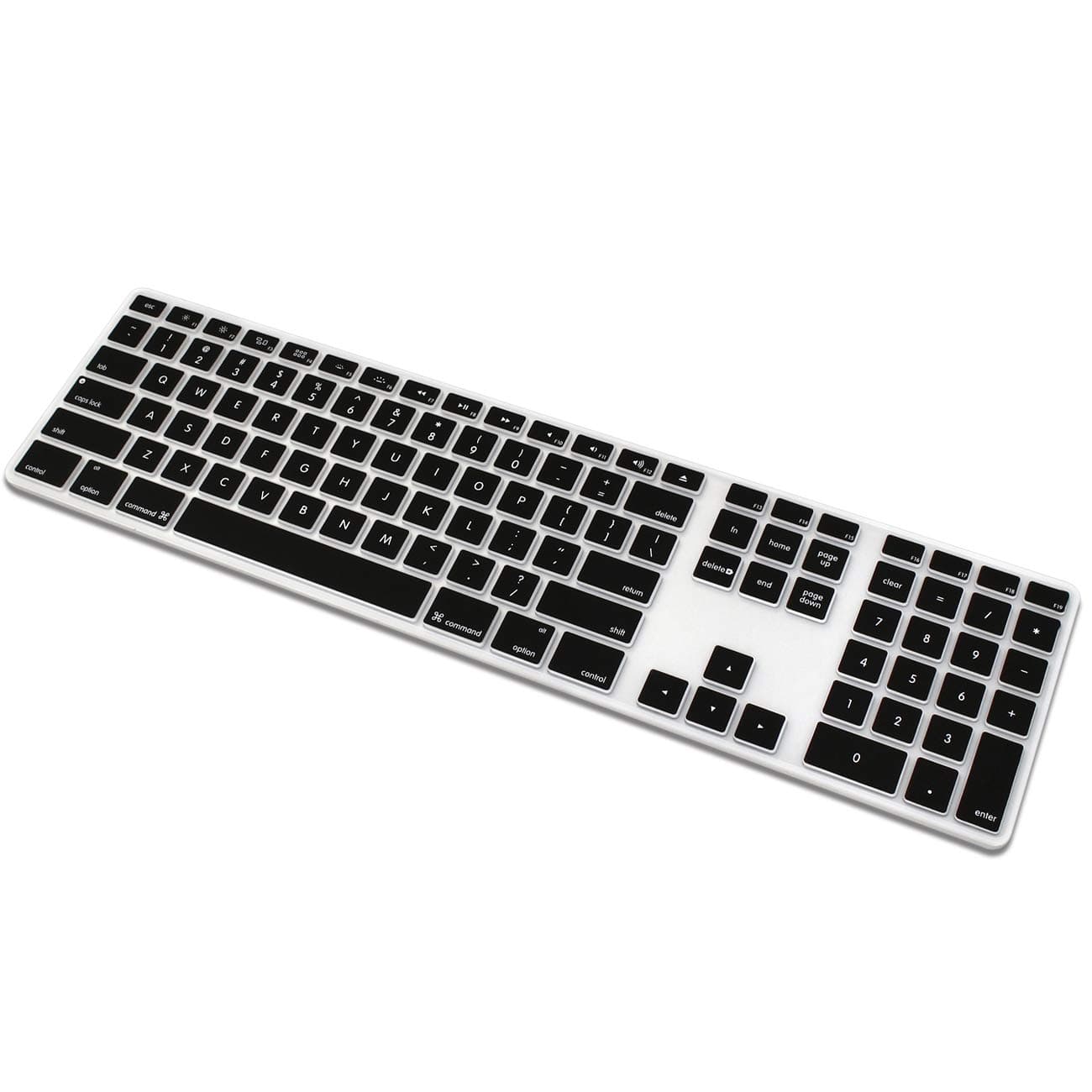 ProElife Keyboard Cover Skin for Apple Wired USB Keyboard with Numeric Keypad (A1243, NOT FIT Magic Keyboard) Ultra Thin Silicone Full Size Protector (Item Folded in Package) (Black)