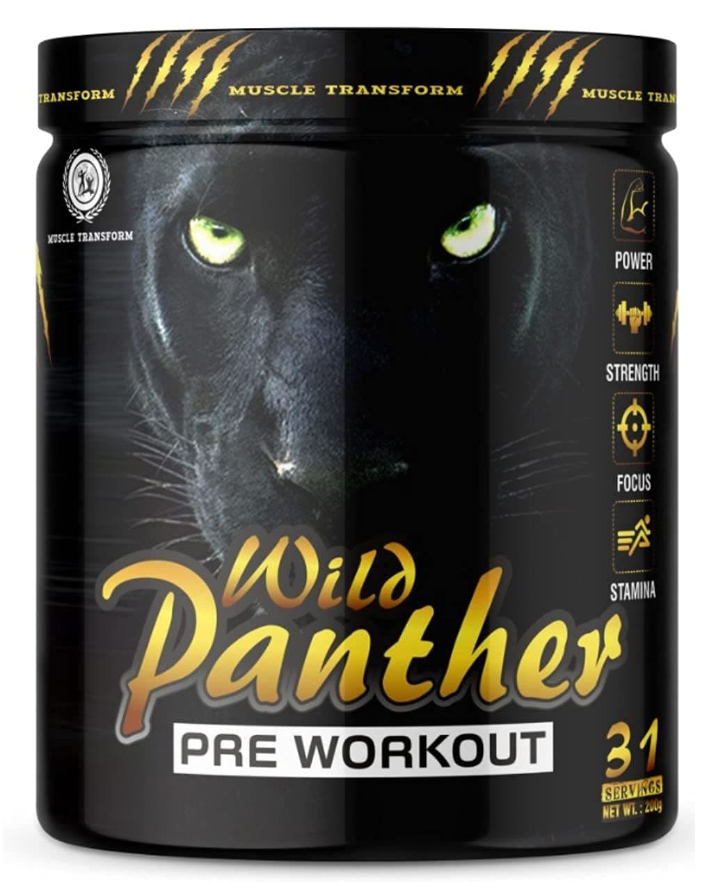 MUSCLE TRANSFORM Wild Panther Hardcore Pre-Workout Supplement with Creatine Monohydrate, Arginine AAKG, Beta-Alanine, Powerful, Explosive & Intense Muscle Pump | Lean Muscles Building | Strength | Mental Focus | Energy | Next Generation Preworkout Formulation Caffeinated - For Men & Women [31 Servings - Mix Berries]