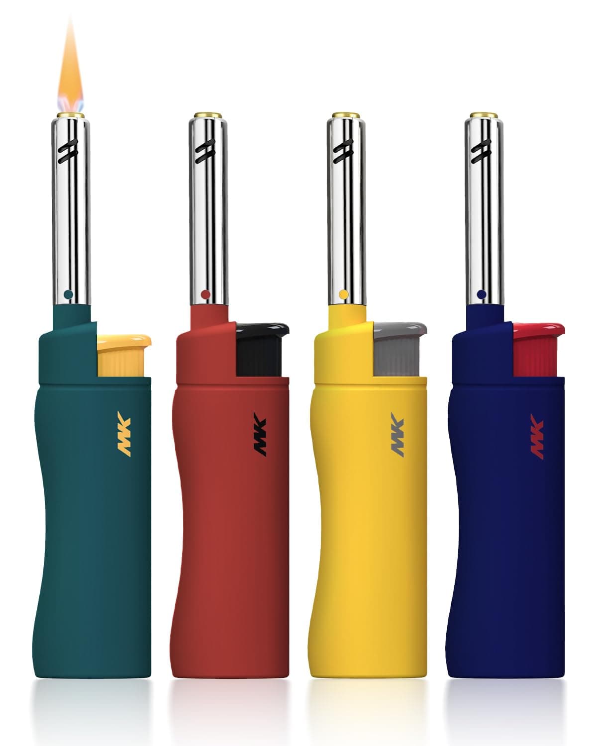 Candle Lighter, Butane Refillable Wind-Resistant Flame, 4-Pack for BBQ, Camping, Outdoor Use (Hue-4PC)