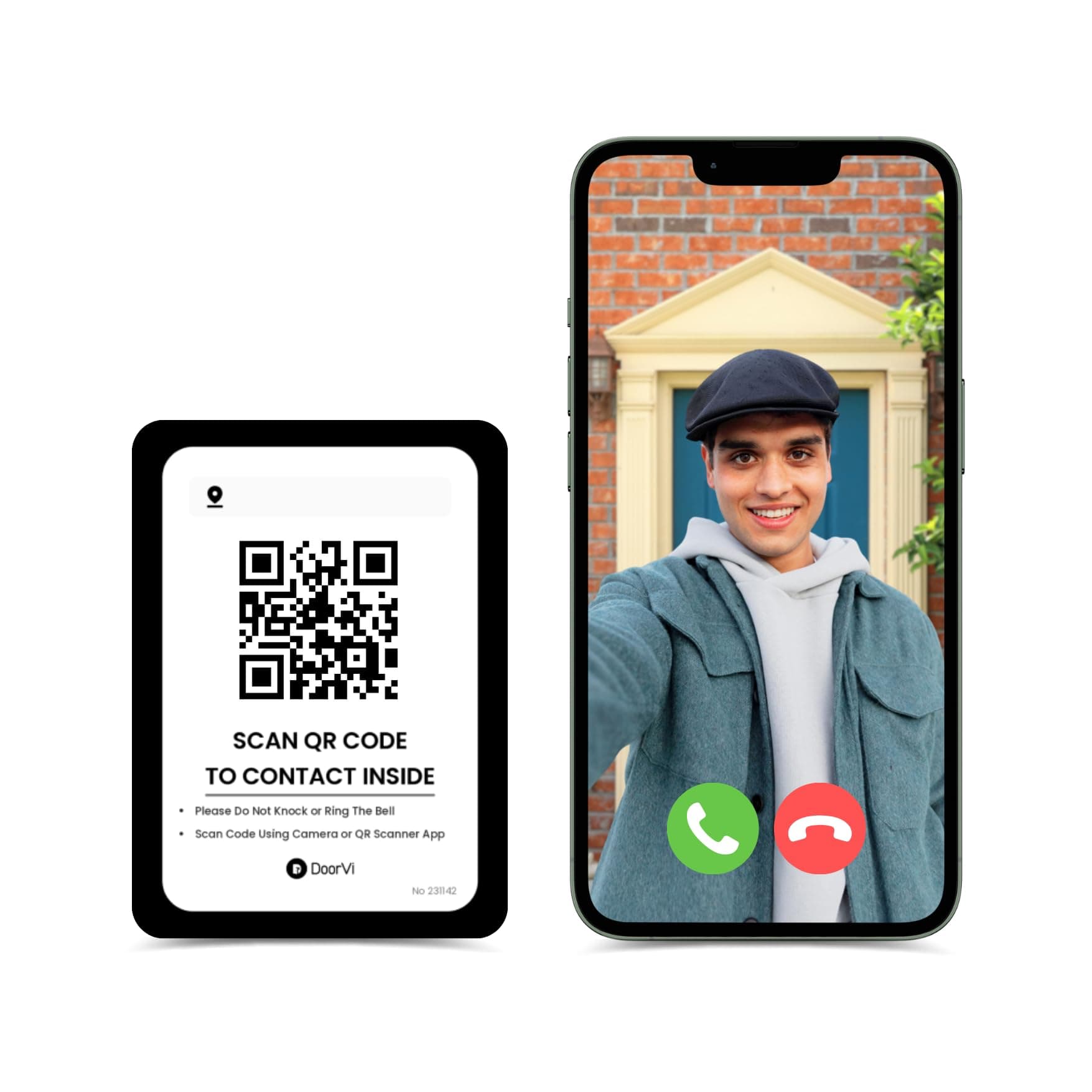 Smart Video Door Bell Powered by QR Code Technology | Wireless Video Call & Intercom | No Electricity or Wi-Fi Required | 2-Way Talk | Square Acrylic