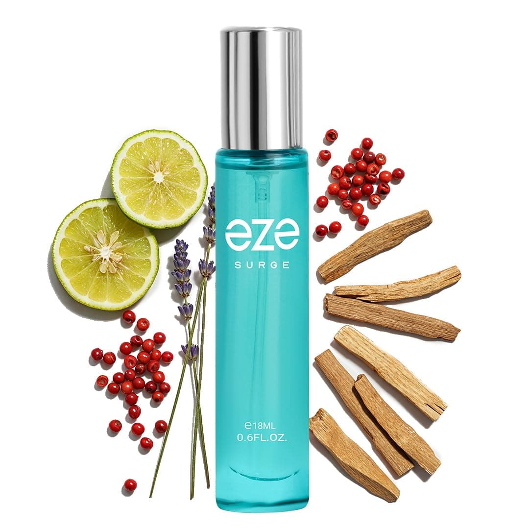 Eze SURGE Eau De Parfum for Men 18ml – Premium Long Lasting Luxury Fragrance with a Masculine Scent Blend of Bergamot, Pink Pepper, Lavender, Vetiver, Patchouli, Ambroxan & Cedar – Gift for Him