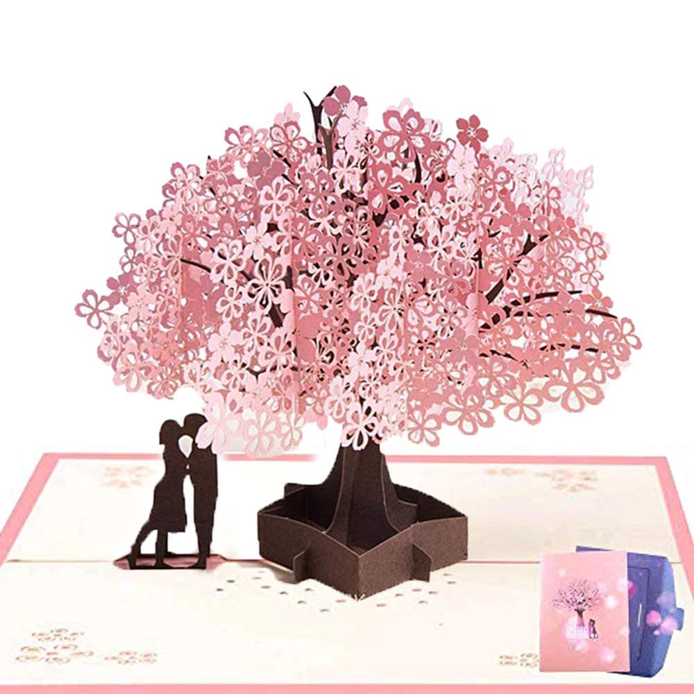 NACTECH 3D Pop Up Tree Card Greeting Card Cherry Blossom