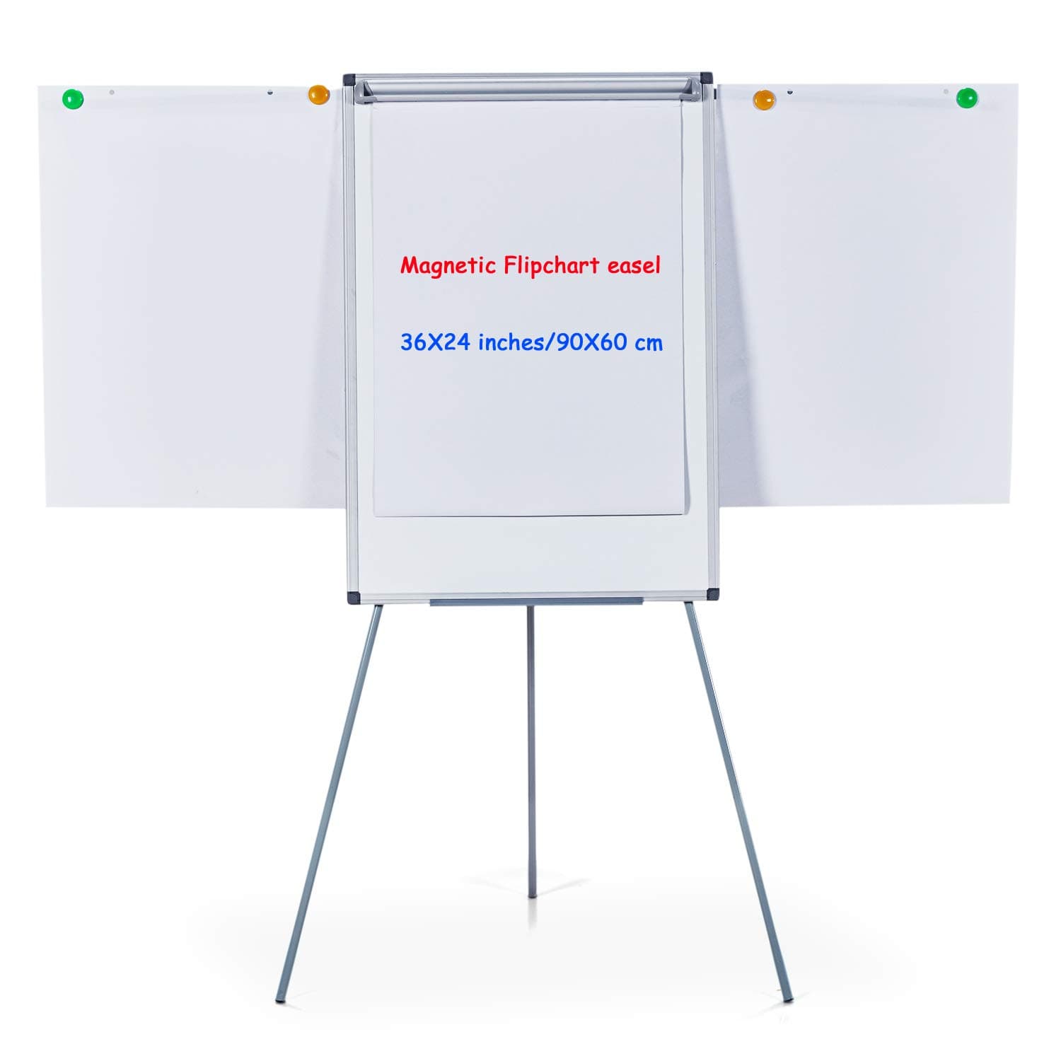 MAKELLO Flip Chart Whiteboard on Stand for Home Office, Extended Display Arms, Adjustable Height, 90X60cm