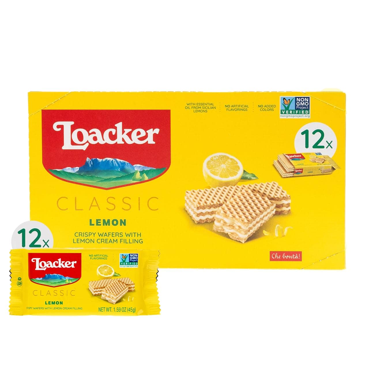 Loacker Cookie Wafer Class Lemon, 1.59 Oz (Pack of 12)