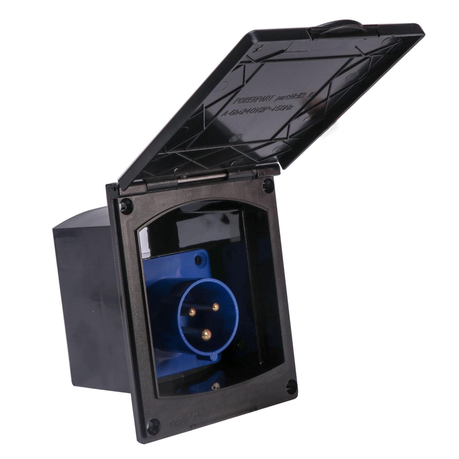 16A Flush Inlet Socket Black Caravan Motorhome Trailer Hook Up, 3 Pin Mains Plug Outlet Waterproof with Cover for Motorhome Trailer RV Van Flush Fitting, Camper Inlet Socket Accessories(Black)