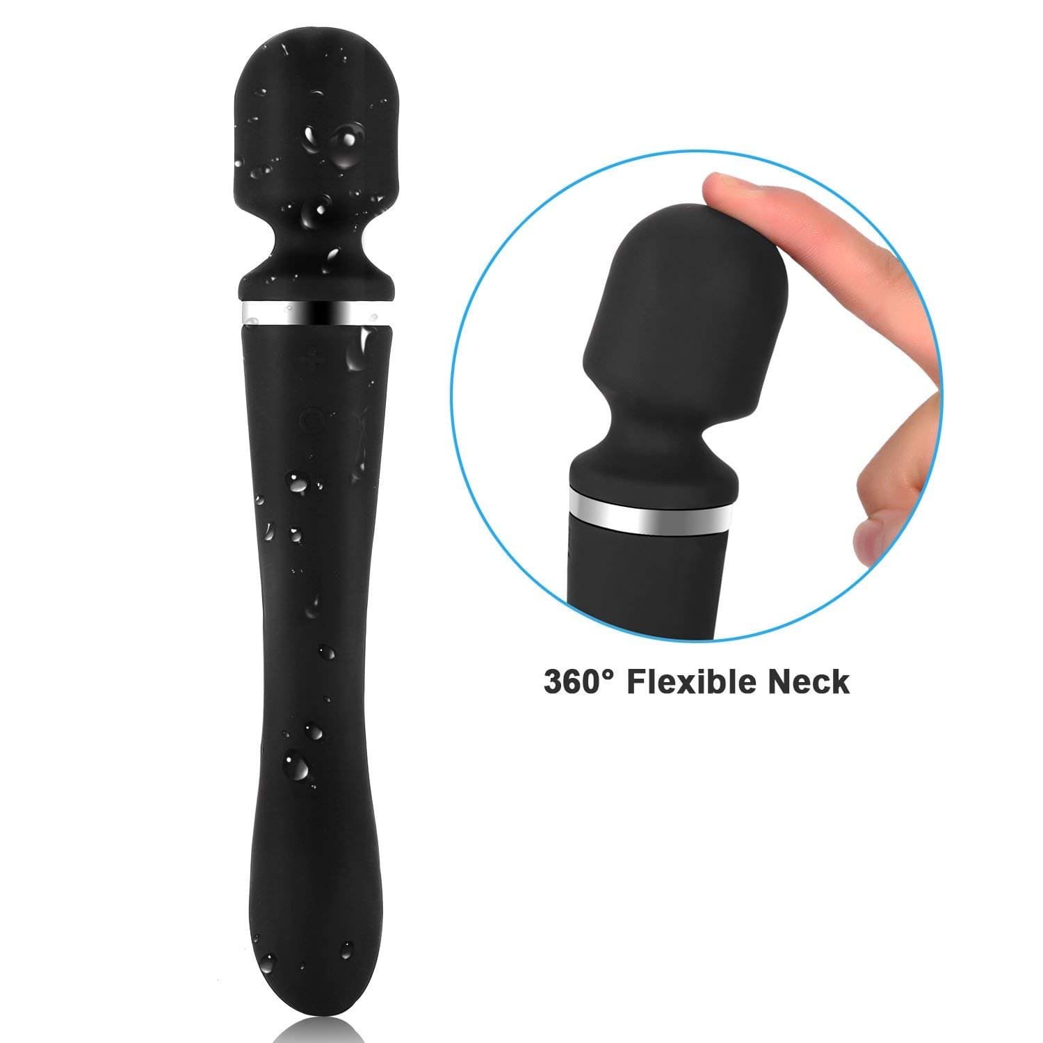 Handheld USB Charging Massage Stick, 10 Frequency Vibration Waterproof Mute AV Double Head Magic Wand Anále G-Spōt Stǐmulator Toys -Black By Portoo