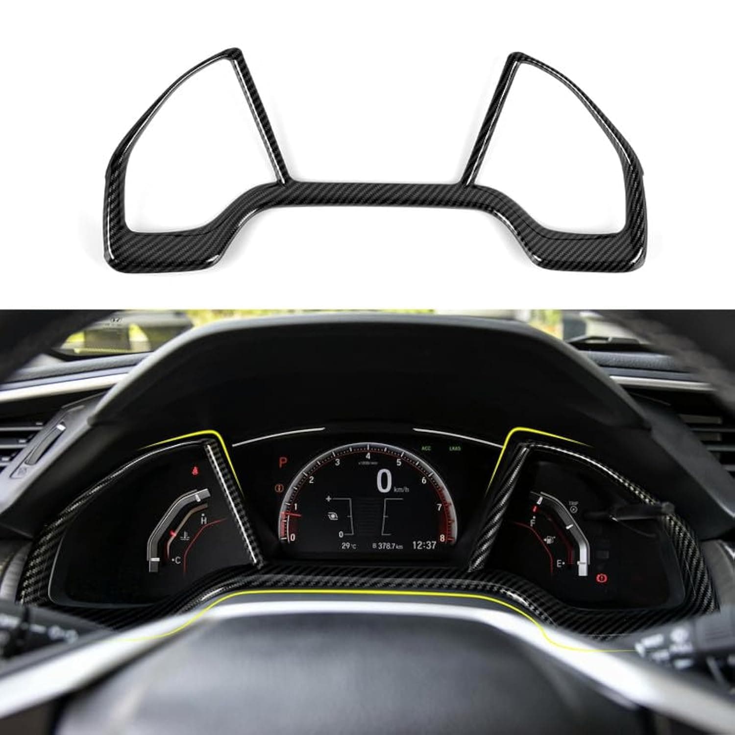 Dashboard Instrument Panel Decals for Honda Civic 2016 2017 2018 2019 2020 2021 10th Gen Accessories ABS Carbon Fiber Interior Stickers