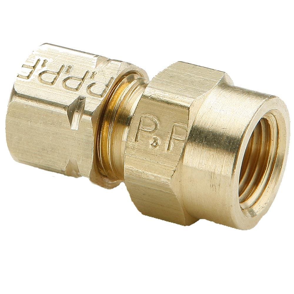 Parker 66CA-6-8-pk20 Compress-Align Compression Fitting, Tube to Female Pipe, Brass, Compression Connector, 3/8" and 1/2" (Pack of 20)