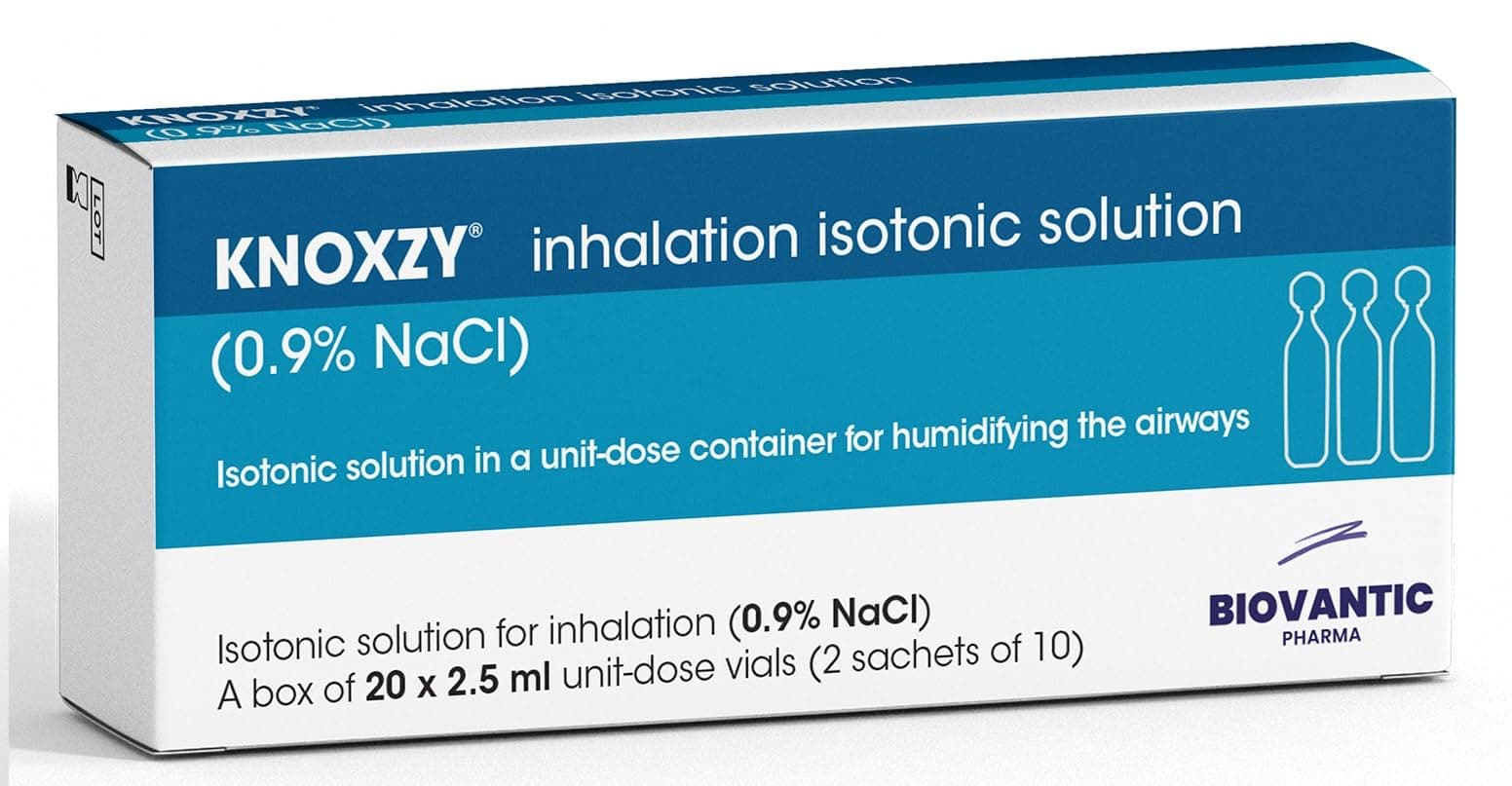 KNOXZY Isotonic 0.9% Sodium Chloride - NaCl Inhalation Saline Solution for Humidifying The Airways – 20 X 2.5 ml Unit Dose Vials, Pharmaceutical Grade